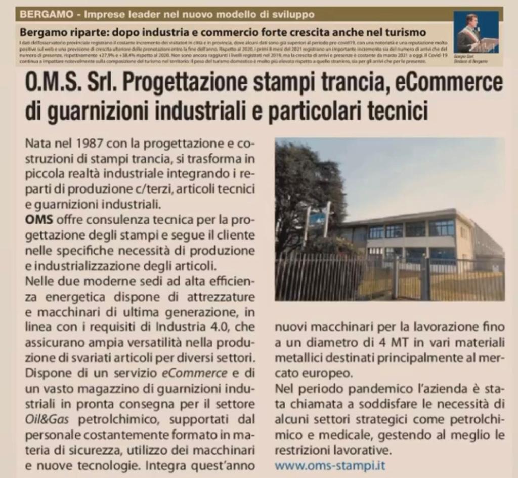 O.M.S. Srl. Progettazione stampi trancia, eCommerce di guarnizioni industriali e particolari tecnici